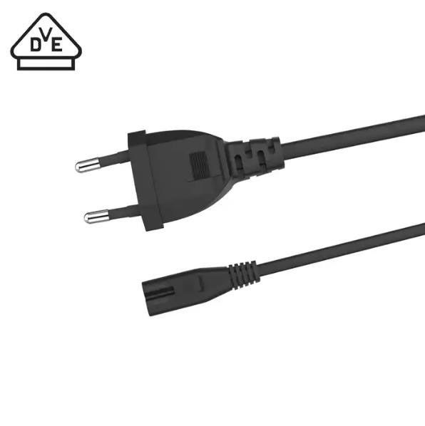 Corde di alimentazione a corrente alternata UE flessibili Corde di estensione elettrica leggera 2 pin