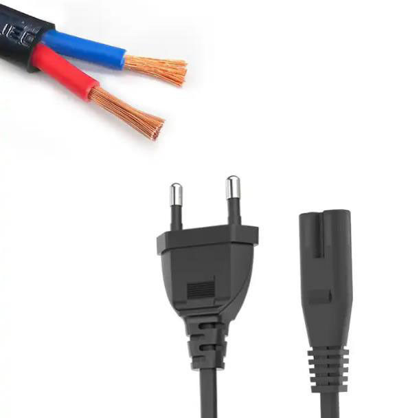 Corde di alimentazione a corrente alternata UE flessibili Corde di estensione elettrica leggera 2 pin