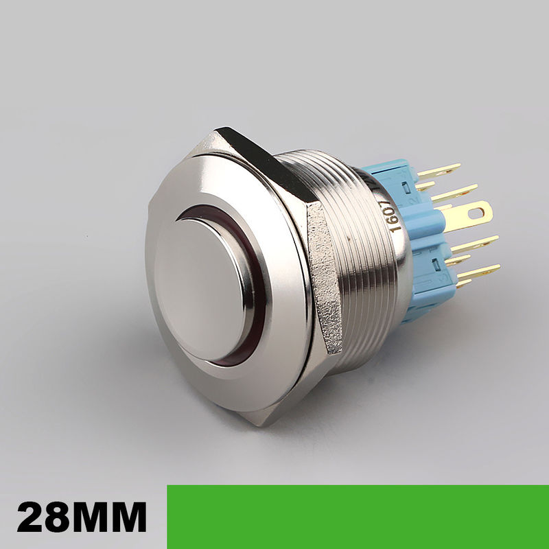 Interruttori a pulsante in metallo illuminati da 28 mm LED ad anello rotondo da 500 V