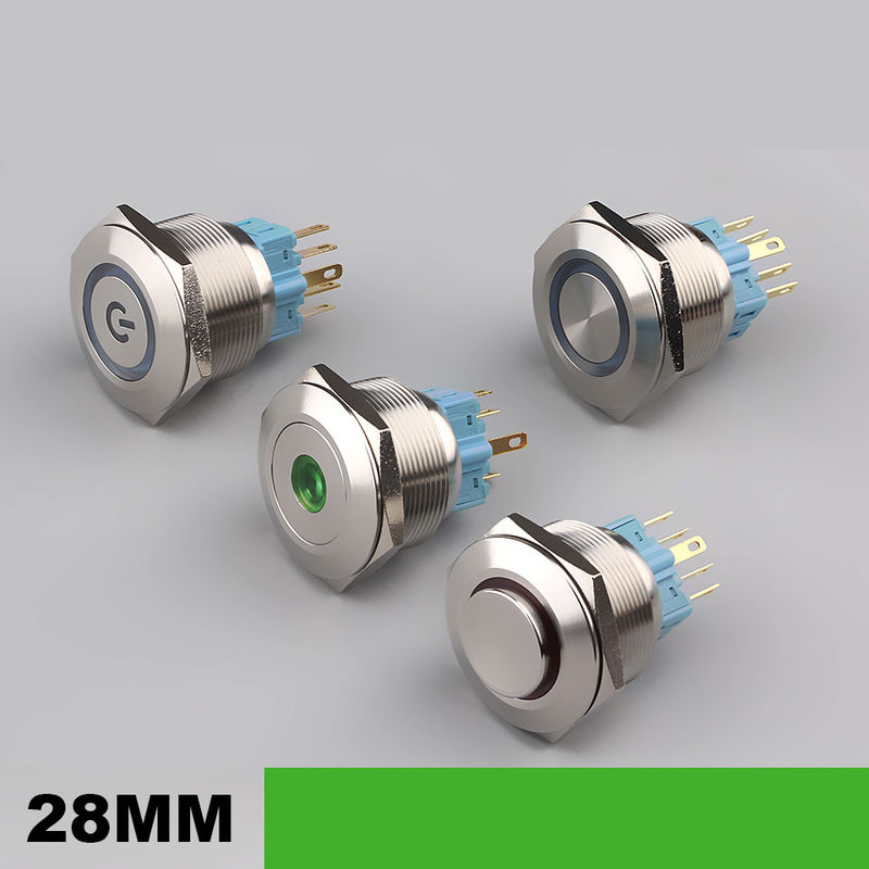 Interruttori a pulsante in metallo illuminati da 28 mm LED ad anello rotondo da 500 V