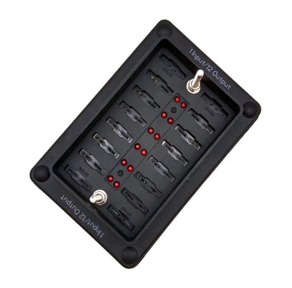 Auto ATO ATC Fuse Box impermeabile 12 Circuito Fuse Holder Adesivo Etichetta 12 In 12 Out Per Autobus