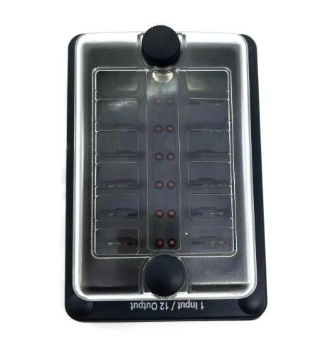 Auto ATO ATC Fuse Box impermeabile 12 Circuito Fuse Holder Adesivo Etichetta 12 In 12 Out Per Autobus