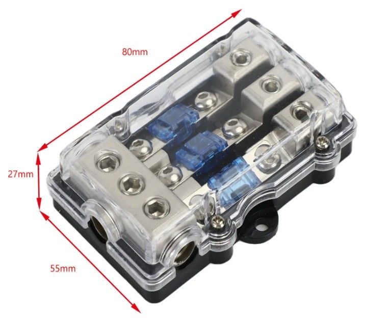Portafusibili a lama ANL Mini per auto a 3 vie blocco di distribuzione dell'alimentazione audio stereo supporto a pannello portafusibili da 60 Amp