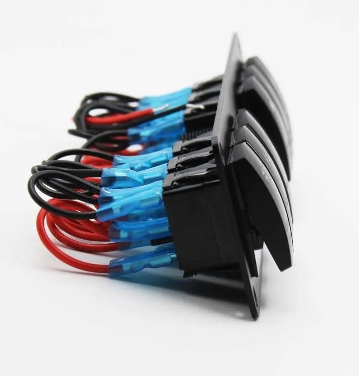 Color Voltmeter 6 Gang DC12V 24V Led On Off 5 PIN Rocker Switch Panel Per Caravan Automotive Marine