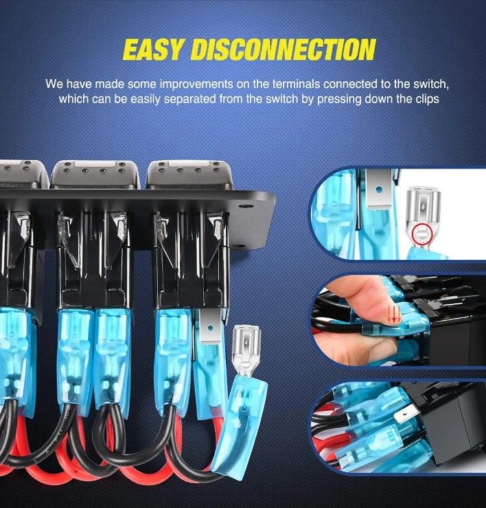 DC12V 24V 3 Gang Rossa LED Light Rocker Switch Panel Box con doppio caricabatterie USB 4.8A Voltmeter per auto Marine Trucks Barche