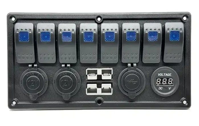 12V 8 Way Gang Rocker Switch Panel con W / 50A doppia presa Anderson accessorio presa di corrente e doppia USB