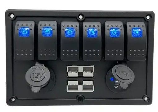 12V 8 Way Gang Rocker Switch Panel con W / 50A doppia presa Anderson accessorio presa di corrente e doppia USB