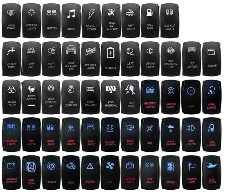 12V 24V OEM simbolo personalizzato Marine Led impermeabile 24 Volt Marine 4 Pin 5Pin Onoffon Rocker Switch