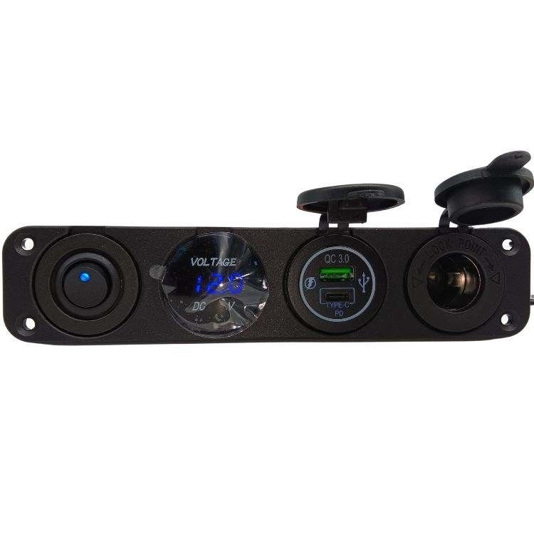 4 in 1 Voltmetro Automotive Dual USB 12V Car Cigarette Lighter Voltage Meter Con Interruttore