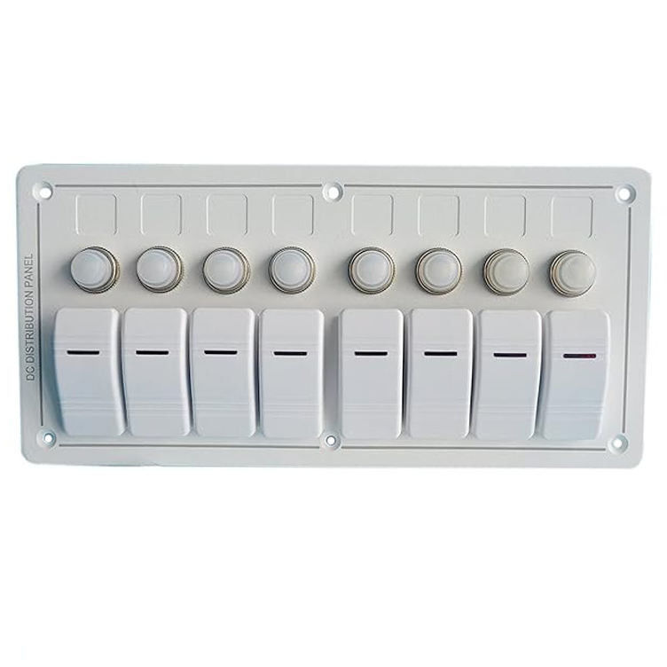 12-24V 6 Gang Boat Switch Panel Blu LED Rocker On-Off Interruttore opzionale