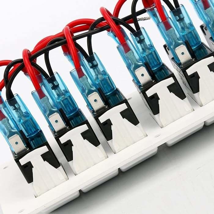 12-24V 6 Gang Boat Switch Panel Blu LED Rocker On-Off Interruttore opzionale