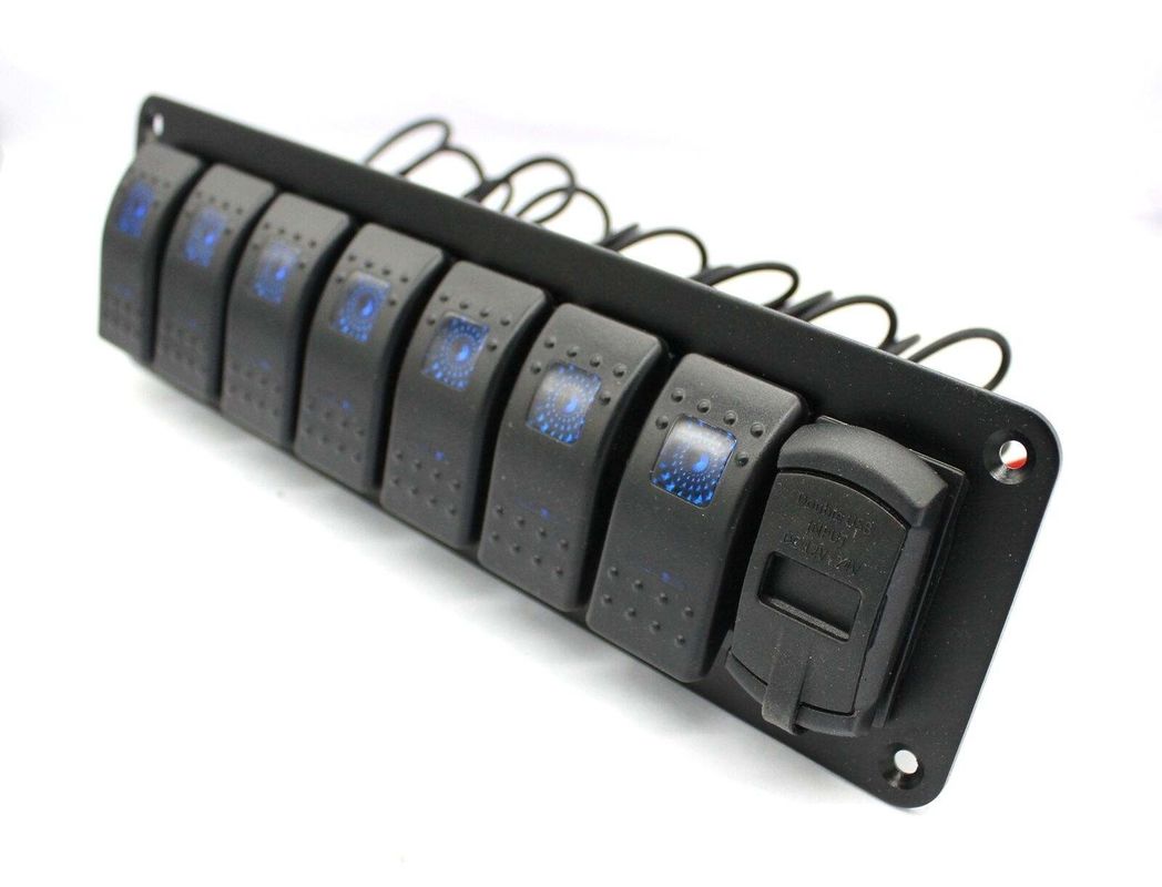 Pannello di commutazione Gang Rocker DC 12V 7 con LED a doppio caricabatterie USB da 4,8 AMP