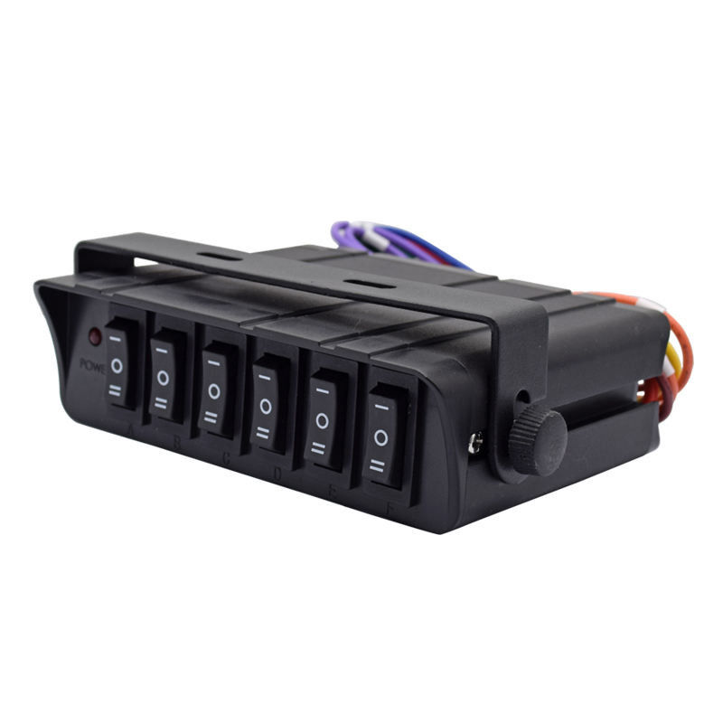 6 Gang Rocker Switch Box SPST On/Off Rocker Toggle Switch Panel 30Amp Max 12 fili AWG