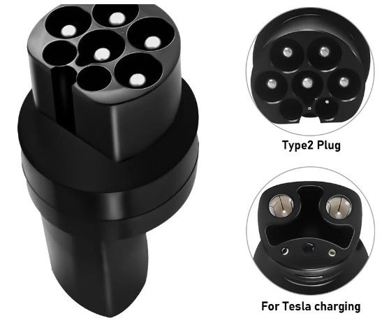 Connettore del caricabatterie per veicoli elettrici tipo 2 ad adattatore per Tesla