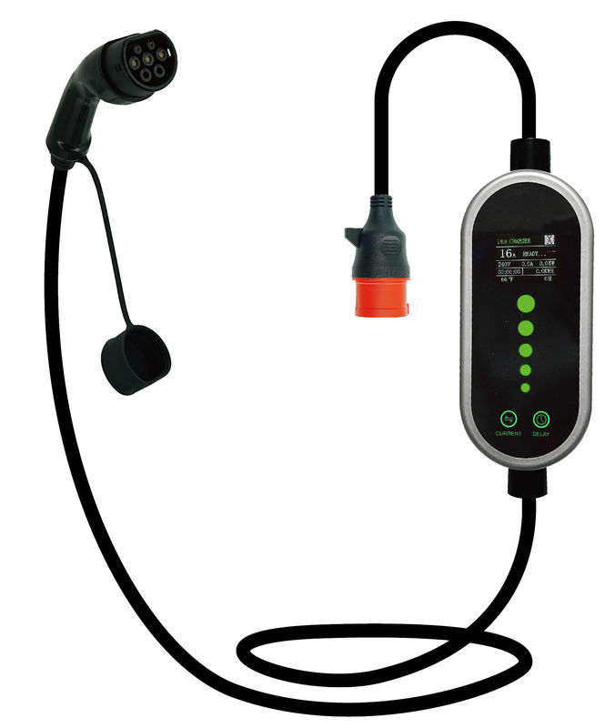 Caricabatterie portatili per veicoli elettrici 7KW Tpe Jacket IEC 62196 Tipo2 2.4 Quot LCD CE TUV ROHS